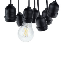 ЧЕРЕН КАБЕЛ С ПОРЕДИЦА ФАСУНГИ 15PCS/E27 IP65 14.4M СВАЛЯЩИ СЕ ЦОКЛИ