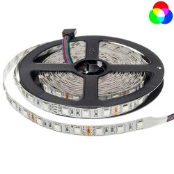 LED ЛЕНТА 1ролка-5m, 5050 60 SMD / m RGB НЕВЛАГОЗАЩИТЕНА